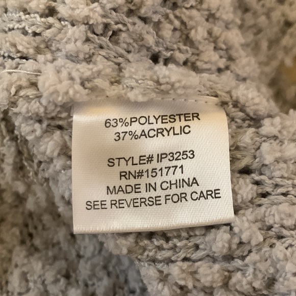 Gray Sherpa V Neck Sweater - Picture 6 of 7